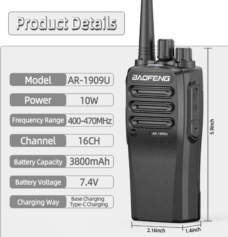 Photo 1 of  Radio High Power Walkie Talkie Two Way Radio Long Range Handheld 