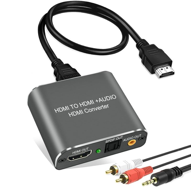 Photo 1 of HDMI 2.0 Audio Extractor, HDMI to HDMI Optical Toslink SPDIF or 3.5mm AUX Stereo Audio Out,4K@60Hz HDMI Audio Adapter Supports HDCP2.2 18 Gbit/s 4:4:4 HDR 3D
