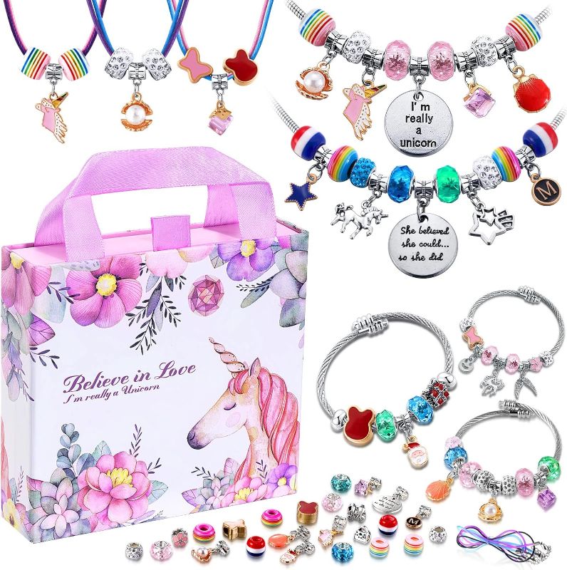 Photo 1 of COO&KOO Charm Bracelet Making Kit, A Unicorn Girls Toy That Inspires Creativity and Imagination, Crafts for Ages 8-12 with Jewelry Making & Art Kit Perfect Gifts, Self-Expression!
 