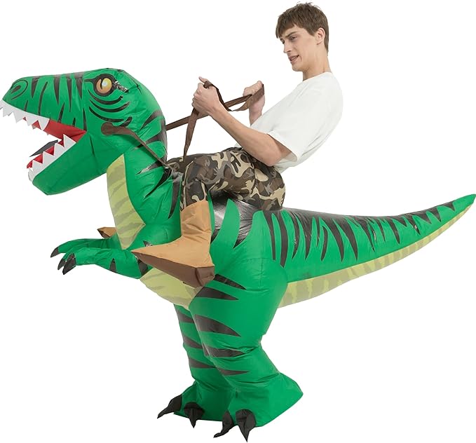 Photo 1 of ,Inflatable Costume Alt,Blow Up Ride Raptor Costume,Halloween Costumes 