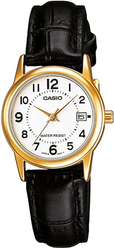 Photo 1 of Casio Women Analog Quartz Watch with Leather Strap LTP-V002GL-7BUDF, White, Strap.
 