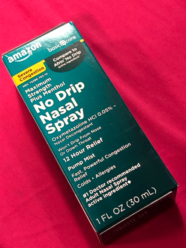 Photo 1 of Amazon Basic Care Severe Congestion Nasal Spray, Oxymetazoline HCl; Provides 12 Hour Nasal Congestion Relief, 1 Fluid Ounce 2025 