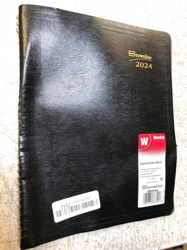 Photo 2 of Brownline 2024 Essential Weekly Planner, Appointment Book, 12 Months, January to December, Twin-Wire Binding, 11" x 8.5", Black (CB950.BLK-24)