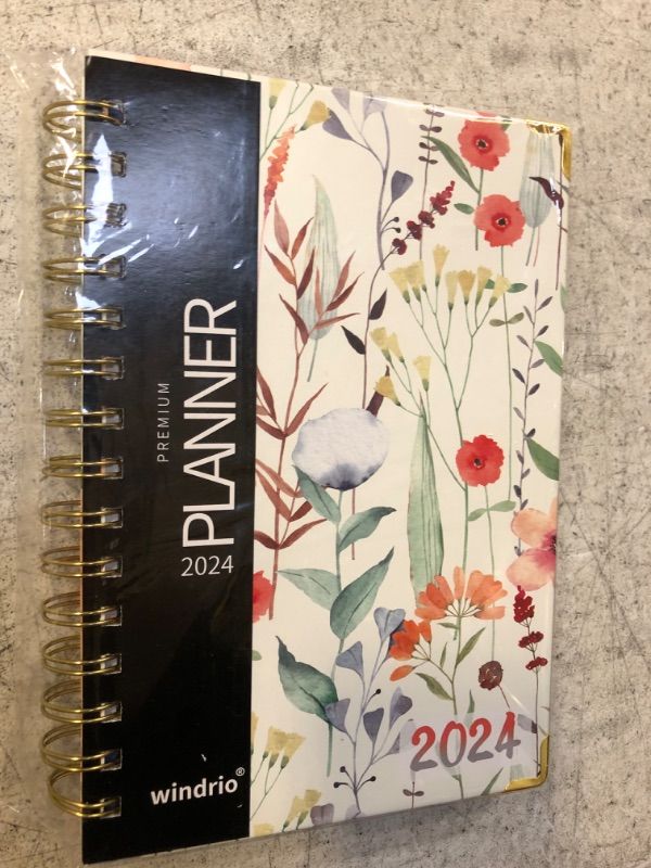 Photo 2 of Planner 2024 Daily Weekly Monthly Teacher Planner, Academic Hardcover Planner DEC 2023 - DEC 2024, 13-Month School Organizer, 5.5"x8.5", Spiral Notebook with Stickers, Inner Pocket, Coated Tabs Color Flower B MEDIUM: 5.5" x 8"