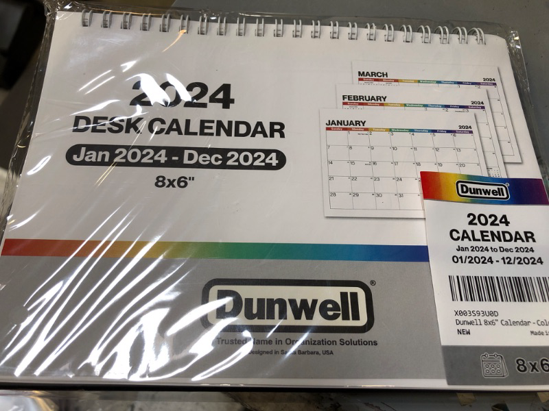 Photo 2 of Dunwell Standing Desk Calendar 2024, Use 8x6 Small Desk Calendar as Stand Up Desk Calendar, Colorful Desk Top Calendar, 8 x 6 Easel 2024 Office Calendar, Triangle Popup Calendar Colorful Now to Dec 2024