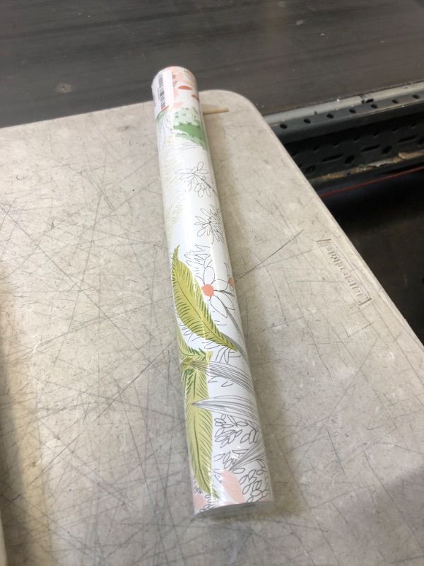 Photo 2 of ACEMOON 236.2"x17.7" Flower Wallpaper Stick and Peel Leaf Contact Paper Vintage Wallpaper Removable Self Adhesive Wallpaper Vinyl Film Roll Wood Shelf Drawer Liner 17.7 inch × 236.2 inch Green