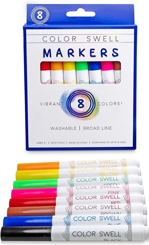 Photo 2 of Color Swell Washable Markers With 8 Vibrant Colors Are Perfect for Teachers, Kids, Parties, and Classrooms 2 pack 