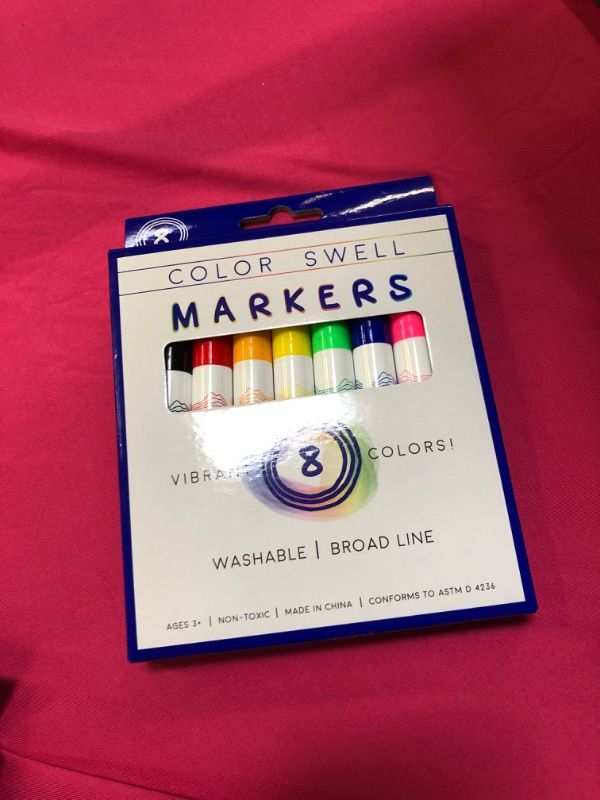 Photo 1 of Color Swell Washable Markers With 8 Vibrant Colors Are Perfect for Teachers, Kids, Parties, and Classrooms