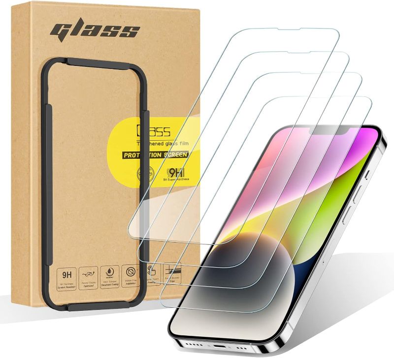 Photo 1 of Skycase 4 Pack Screen Protector Compatible h,HD Clear Tempered Glass,[9H High Hardness][Anti-fingerprint] Tempered Glass Film for iPhone
