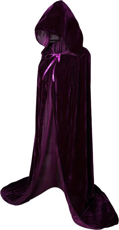 Photo 1 of  Unisex Adults Hooded Cloak Velvet Cape for Halloween Cosplay Costumes multi pack red black purple  