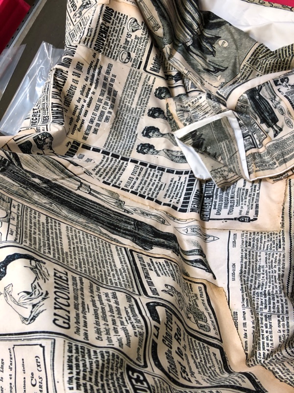 Photo 1 of  Newspaper Print with Old Fashioned Illustrations, Bedding Set 