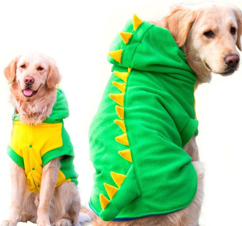 Photo 1 of Dog Dinosaur Costume Jacket Coat Warm Fleece Winter Golden Retriever Pitbull Dog Clothes used and has a smell 