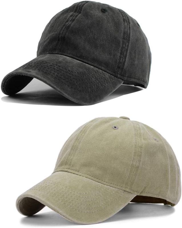 Photo 1 of  Men Women Washed Distressed Twill Cotton Baseball Cap Vintage Adjustable Dad Hat 