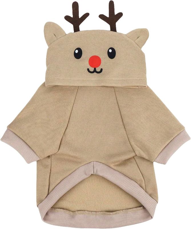 Photo 1 of  Deer Design Dog Hoodie Dog Costume Holiday Halloween Costume Dog Shirt Sweatshirt Dog Clothes for Cat Puppy Small Medium Dogs Khaki 