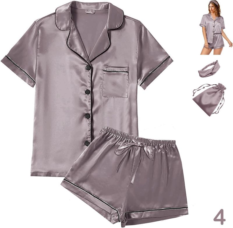 Photo 1 of Womens Satin Silky Pajama Sets Short Sleeve Shirt S  ONLY COMES WITH SHORTS N SHIRT 