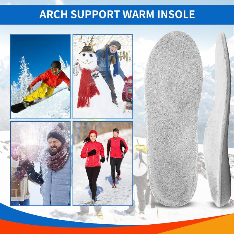 Photo 1 of Arch Support Orthotic Insoles Winter Full Length Warm Soft Comfortable Shoe Inserts for Men Women Relief Plantar Fasciitis Flat Foot & Heel Pain Gray 