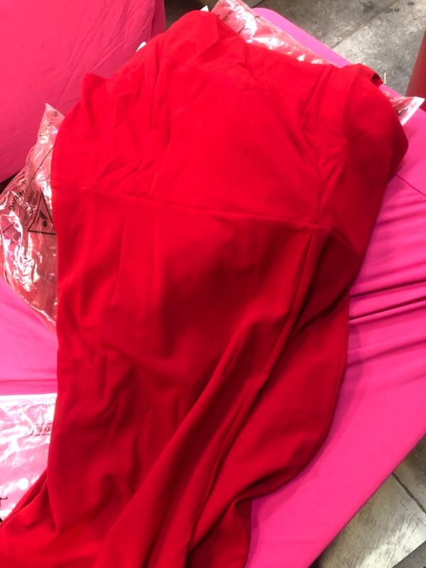 Photo 2 of BRIGHT RED  XXL Women's Elegant Dresses Square Neck Strap Sleeveless Formal Evening Dress Side Split Tank Long Dresses red *** dress in photo is darker 