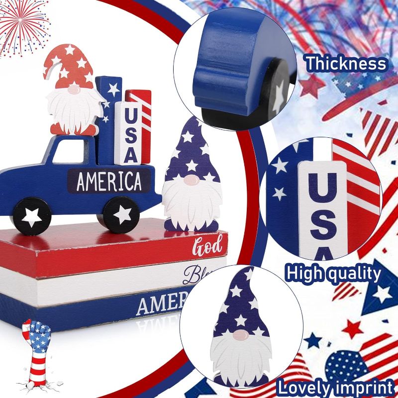 Photo 1 of  July Decorations, Rustic Patriotic July 4th Tiered Tray Decor