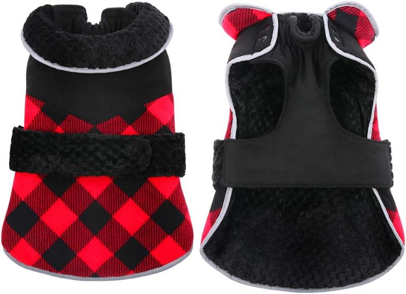 Photo 1 of 
Kuoser Dog Coat, Reversible Dog Cold Weather Coats, Warm Fleece Dog Jacket British Style Plaid Puppy Vest, Windproof Dog Winter Clothes Snow Jackets S 