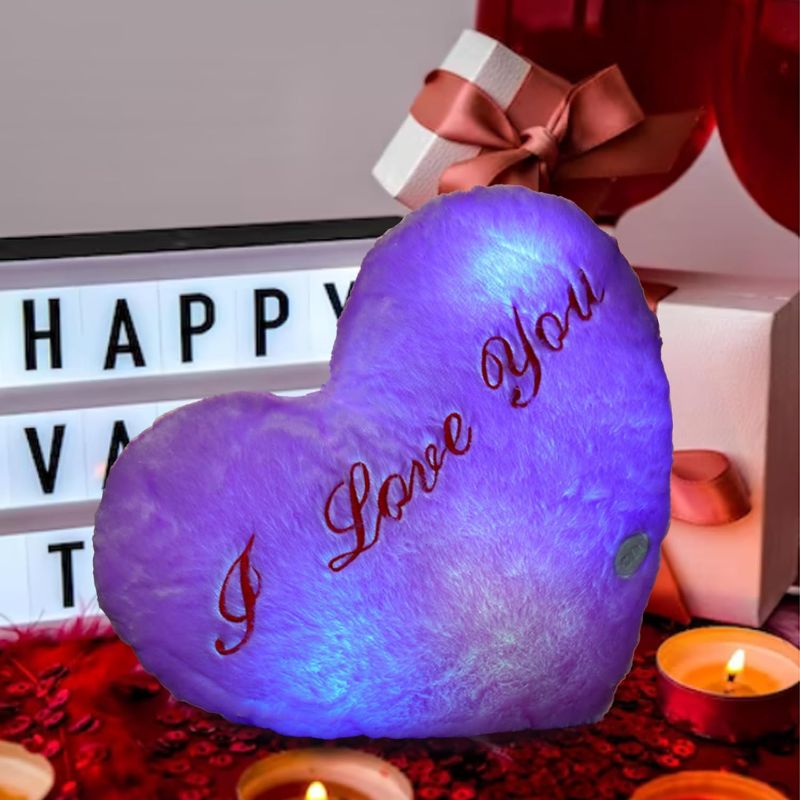 Photo 1 of alentine's Day Glowing Heart Stuffed Plush 13.8inch Valentine's Heart Shaped Pillow Valentine's Day Gifts Romantic Gift for Wife Girlfriend Husband and Boyfriend