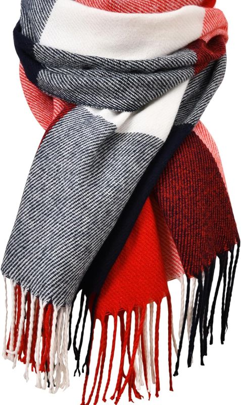 Photo 1 of  Womens Winter Scarf, Fashion Cashmere Feel Plaid Scarfs for Women, Pashmina Shawls and Wraps, Long Blanket Scarf