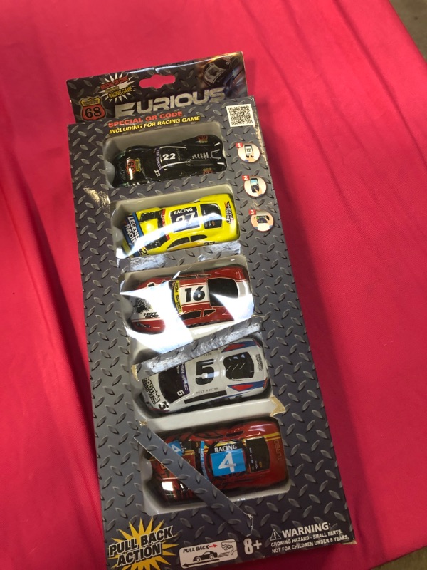 Photo 2 of Furious Toy Car Party Favors Set - Bundle with 5 Pull Back Toy Cars with Need 4 Speed Temporary Tattoos and More | Furious Road Trip Cars