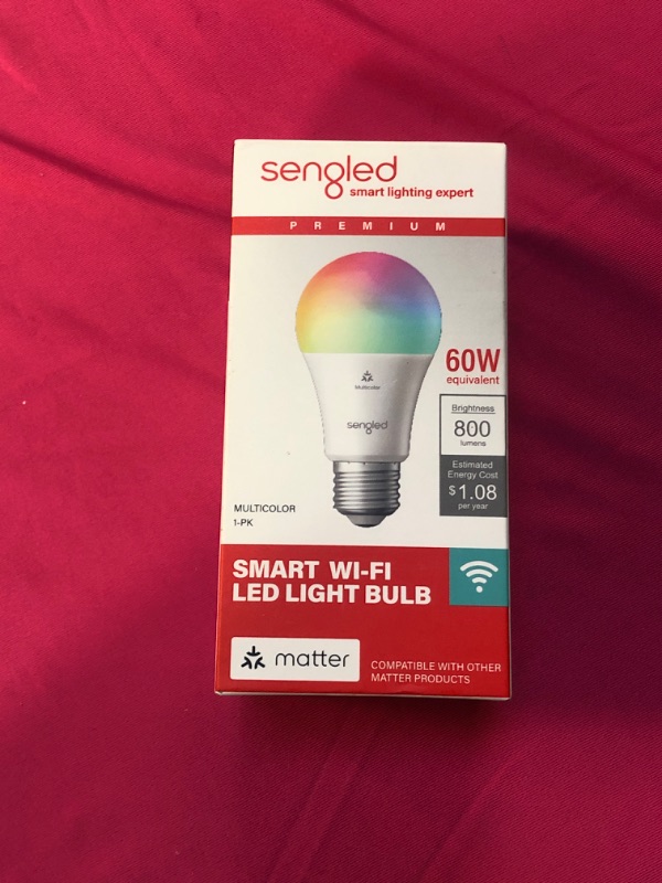 Photo 2 of  LED Smart Light Bulb (A19), Matter-Enabled, Multicolor, Works with Alexa, 60W Equivalent, 800LM, Instant Pairing, 2.4 GHz, Wi-Fi, 1-Pack