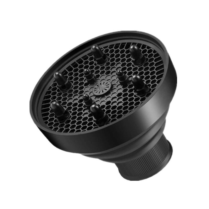 Photo 1 of air Diffuser Attachment for Hair Dryer Travel Collapsible Portable Diffuser for Curly Hair Women .Airflow Attachment for Salon or Home Use with Nozzle 1.65-1.9In (Black)