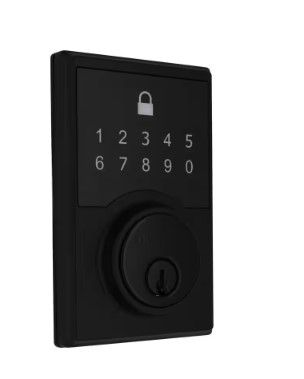 Photo 1 of Square Matte Black Compact Touch Electronic Single Cylinder Deadbolt
