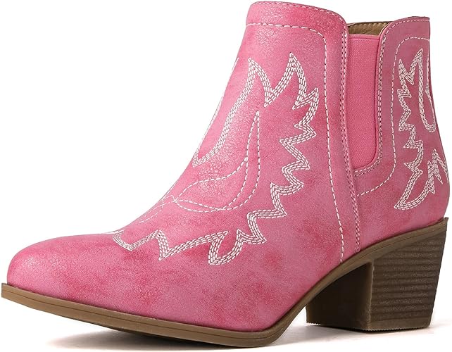 Photo 1 of GLOBALWIN Women's Pull On Ankle Boots The Western Cowboy Cowgirl Boots 
SIZE -9.5W
PINK 