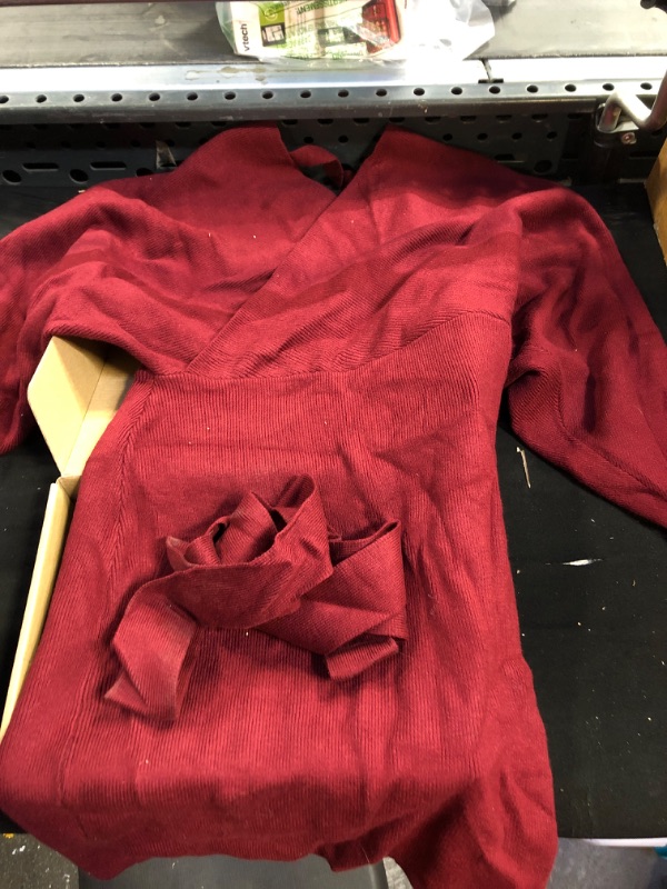 Photo 1 of BURGUNDY CROSS OVER FALL DRESS 
SIZE-MEDIUM 