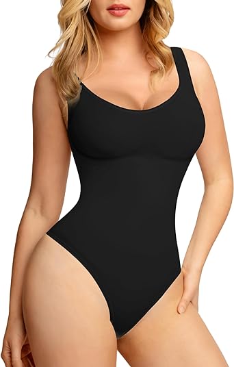 Photo 1 of CURVEEZ Women's Shapewear Tank Top - Tummy Control Camisole - Seamless Body Shaper - Compression Top for Stomach Fupa Control MEDIUM  Cami Tank Top Black