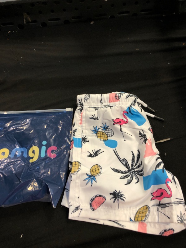 Photo 2 of maamgic Boys Swim Trunks Toddler Swim Shorts Little Boys Bathing Suit Swimsuit Toddler Boy Swimwear White-Watermelon Palm Flamingo 7 Years