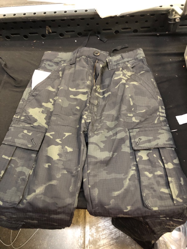 Photo 2 of TRGPSG Men's Hiking Pants, Ripstop Camo Cargo Pants, Multi-Pocket Casual Work Pants SIZE -30  Black