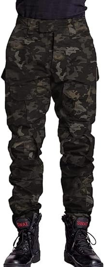 Photo 1 of TRGPSG Men's Hiking Pants, Ripstop Camo Cargo Pants, Multi-Pocket Casual Work Pants SIZE -30  Black