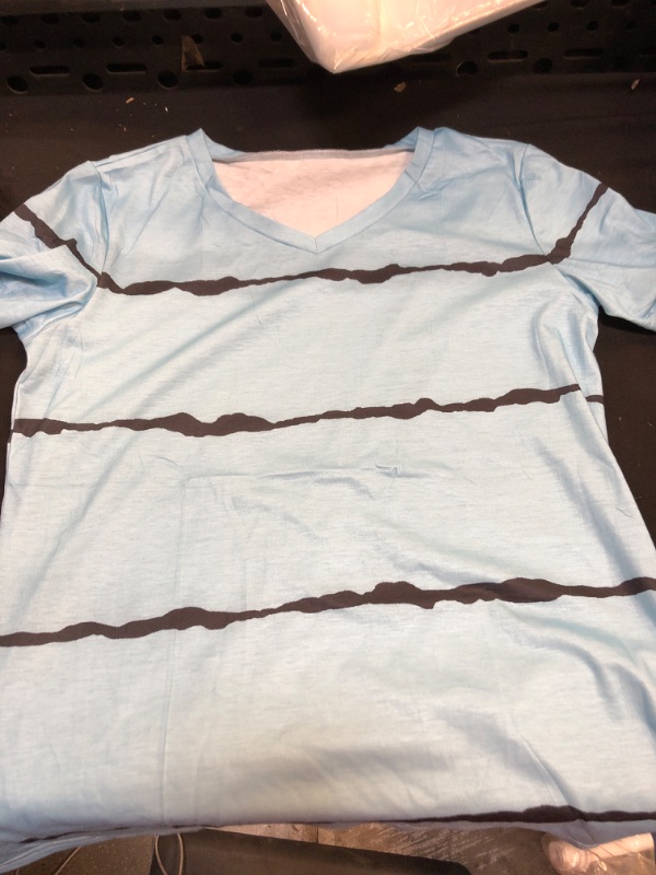 Photo 2 of Minetom Women's Color Block/Solid Tops Short Sleeve V Neck T Shirts Summer Casual Tees - MEDIUM 