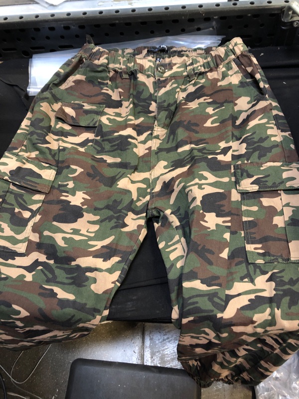 Photo 2 of Double Denim January 5th Women's High Waist Cargo Jogger Pants Casual Elastic Waistband Tapered Sweatpants with 6 Pockets Camo-2XL