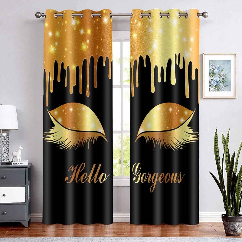 Photo 1 of BLACK AND GOLD CURTAINS FOR HOME DECOR -2 SET 
