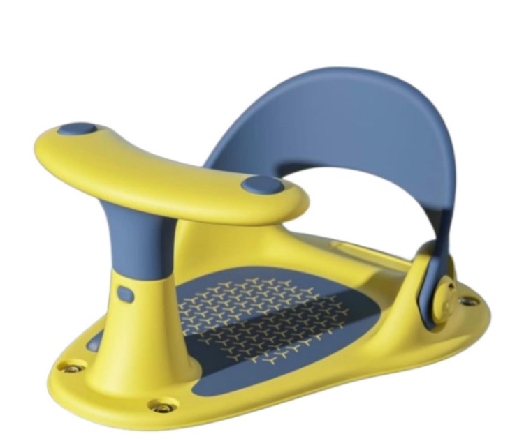 Photo 1 of Childs Bathtub Seat for Sit-up Bathing,Baby Bath Seat,Latest Style-Handle Separtion,Backrest Hollow Removable,w/Intimate Water Temperature Cue Card,for 6-36 Months Infants Toddlers(Blue Yellow)