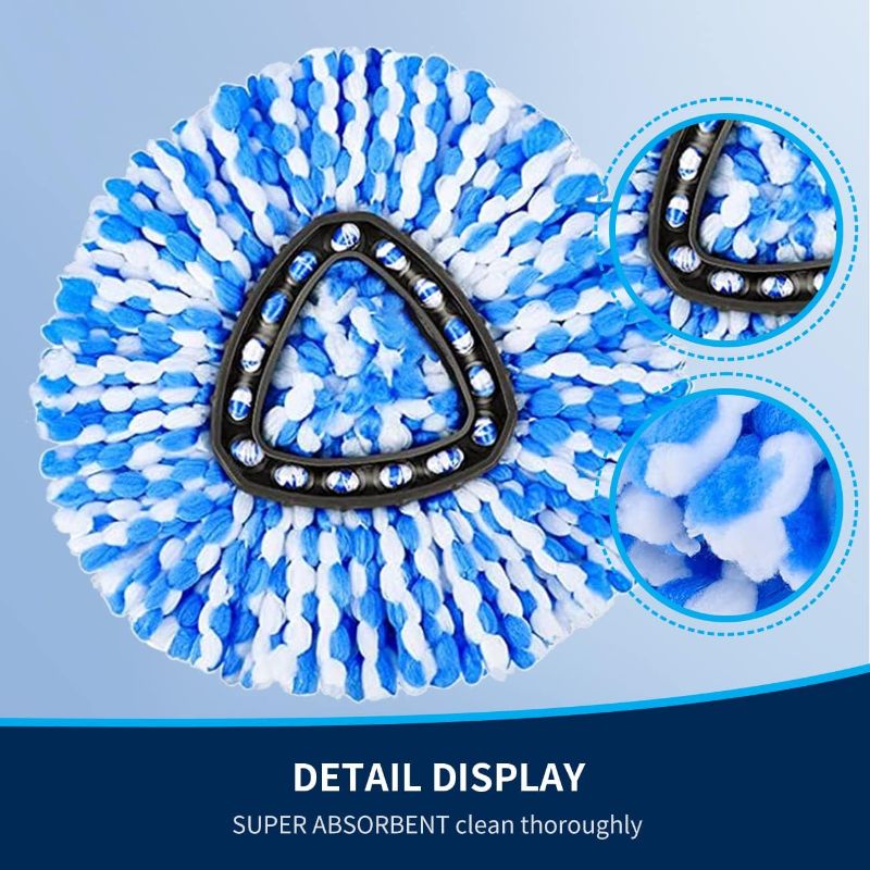 Photo 1 of 5 Pack Rinse Clean Spin Mop Head Replacement-Microfiber Mop Head Refill Kit Replacement?for 2 Tank System Triangle Mop Head?Blue EasyWring Mop Head Refills?Microfiber Easy Cleaning Floor Head Mop
