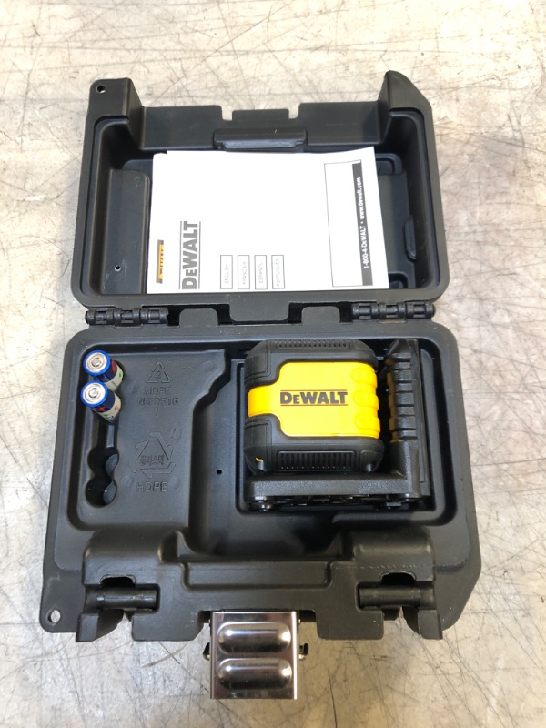 Photo 1 of 55 ft. Green Self-Leveling Cross Line Laser Level with (2) AA Batteries & Case