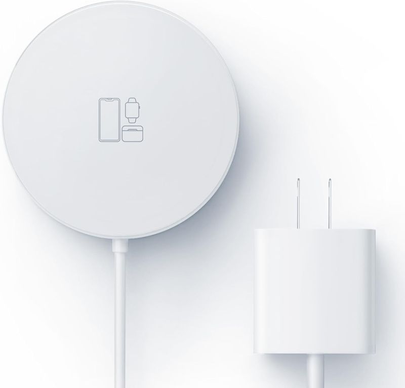 Photo 1 of 3 in 1 Magnetic Wireless Charger,15W Max Fast Wireless Charging Pad Compatible with MagSafe Charger iPhone 15/14/13/12 Series, Airpods 3/2/Pro/Pro 2 & iWatch All Series, 20W PD USB-C Adapter Included