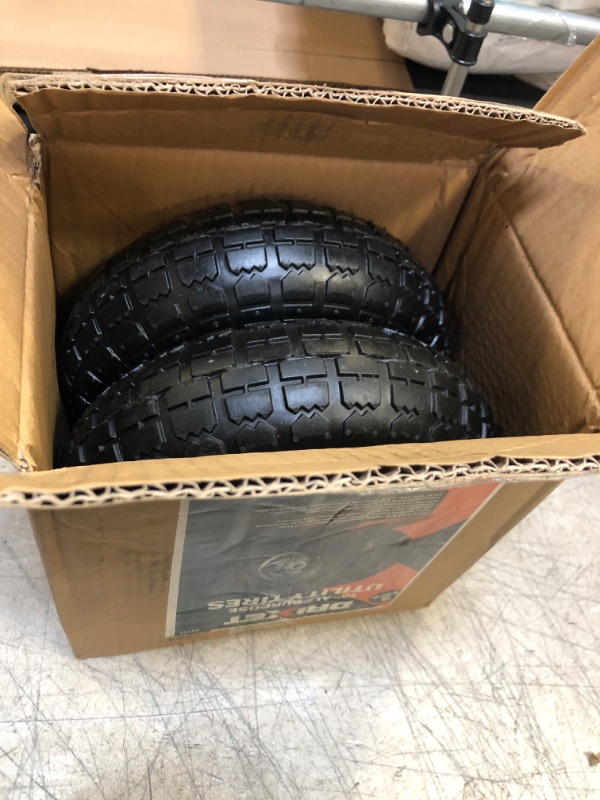 Photo 2 of 10" Heavy Duty 4.10/3.50-4 Tire - Dolly Wheels and Hand Truck Wheels Replacement - 4.10 3.50-4 Tire and Wheel for Gorilla Cart, Generator, Lawn Mower, Garden Wagon. 5/8" Axle Borehole (2 Pack) Ram-Pro 2 PACK 10 Inch