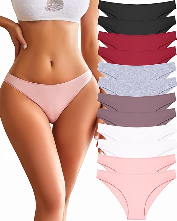 Photo 1 of FINETOO 12 Pack Cotton Underwear for Women Cute Low Rise Bikini Panties High Cut Breathable Sexy Hipster Womens Cheeky
SIZE-MEDIUM 