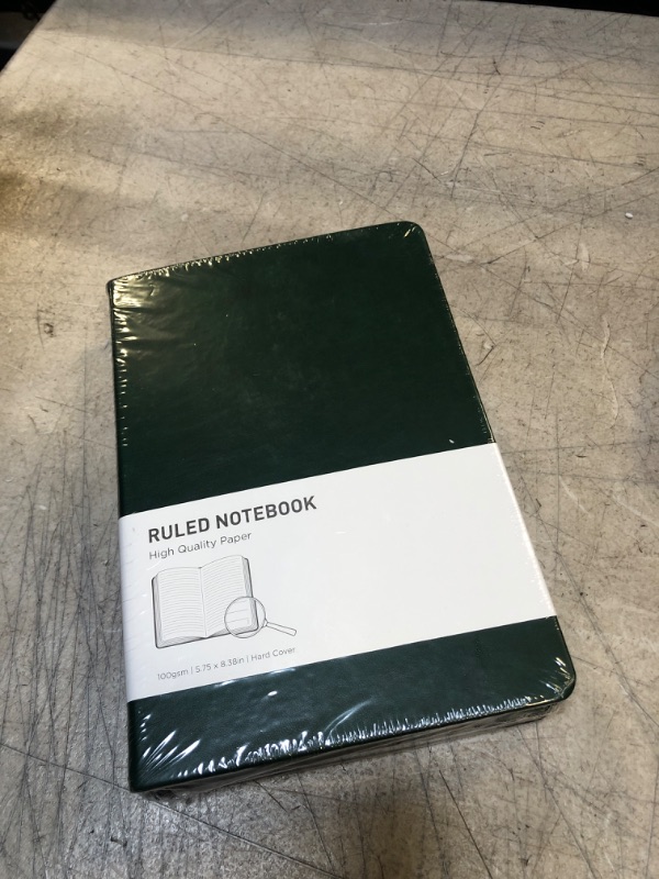 Photo 2 of RETTACY College Ruled Notebook 2 Pack - Leather Notebooks College Ruled with 376 Numbered Pages, Hardcover, 8 Perforated Sheets, Pen Loop, 100 GSM Thick Paper 5.75'' × 8.38'' (Black & Green) Black & Green A5