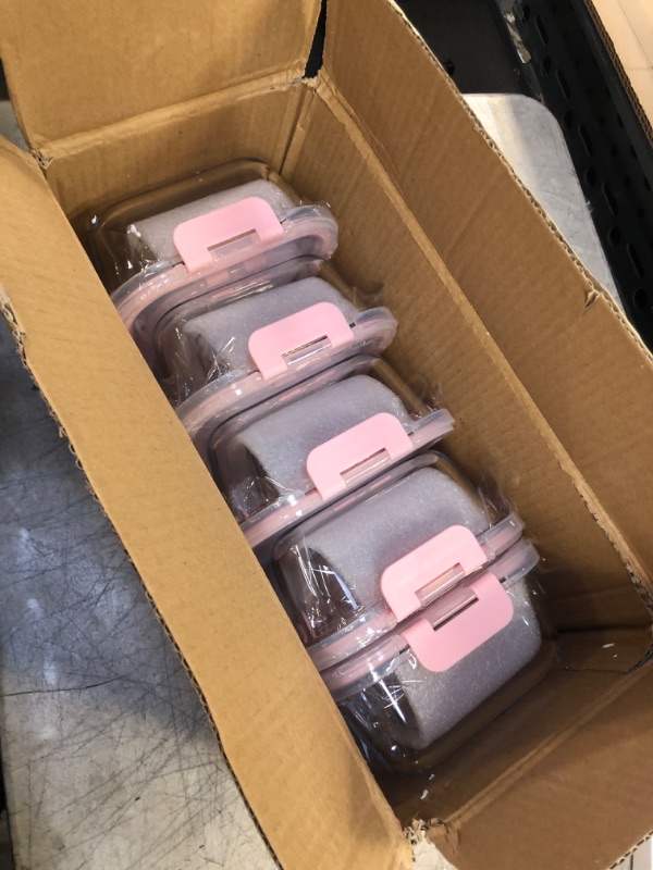 Photo 1 of 5 Pack Glass Food Storage Containers, Glass Meal Prep Containers with Lids Leak Proof, Microwave & Freezer Safe (34oz & 12oz) pink