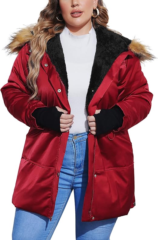 Photo 1 of IN'VOLAND Women's Plus Size Hooded Parkas Coats Windproof Faux Fur Thicken Fleece Line Down Jackets with Pockets

SIZE - 18W 