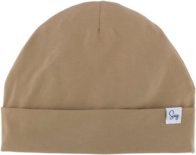 Photo 1 of Jersey Beanie Hat for Newborn Baby Boys Girls Silky Satin Lined Hats Bonnet Toddler Infant Little Kids Beanies Caps 6-36 Months 006 Cott Khaki