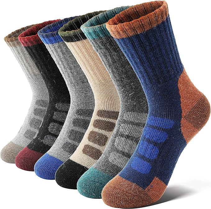 Photo 1 of Anlisim Kids Merino Wool Hiking Socks Boys Girls Thermal Winter Warm Boot Thick Cushion Gift Socks 6 Pairs

