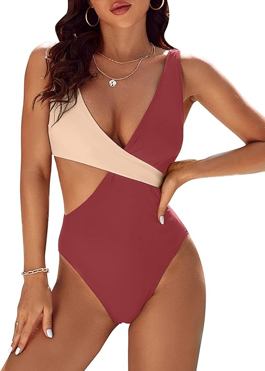 Photo 1 of Blooming Jelly Womens One Piece Cutout Swimsuits Sexy High Cut Bathing Suits Cheeky Color Block Monokini
SIZE-SMALL 